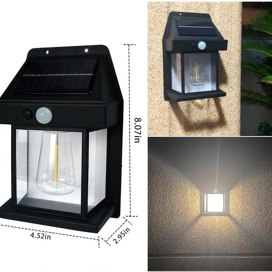 "Cottage-Style Solar Wall Lamp – IP65 Waterproof, Motion Sensor, 3 Modes"