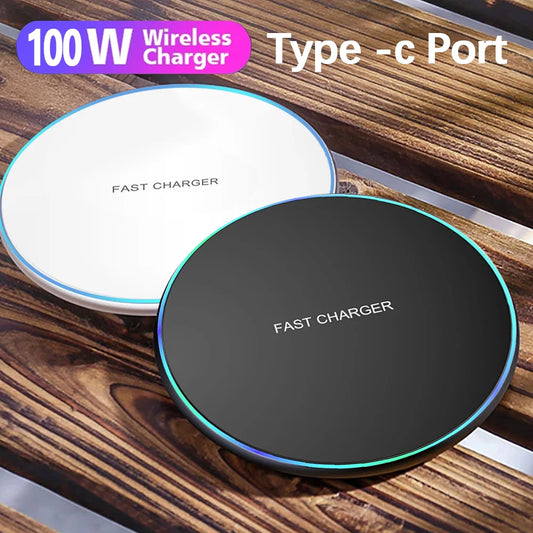 "100W Wireless Charger Pad - Compatible with iPhone 11-15 & Galaxy S20-S24"